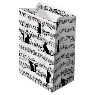 Black Cats On Sheet Music Medium Gift Bag