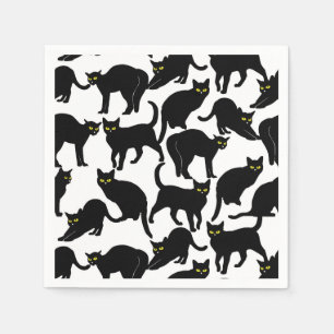 Black Cats on White Background Napkin