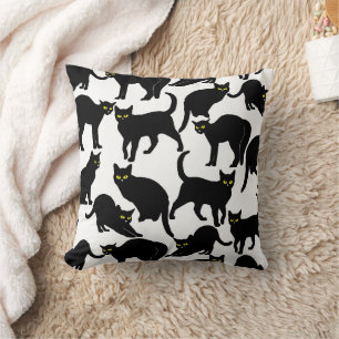 Black Cats on White Cushion