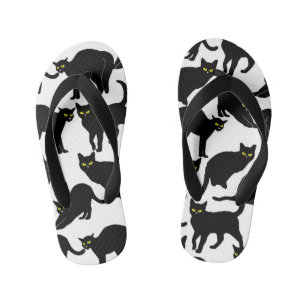 Black Cats on White Kid's Jandals