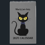 Black Cats Only 2024 Calendar<br><div class="desc">Black Cats Only 2024 Calendar . Wonderful 2024 one page calendar for black cats lovers. Elegant and minimalist, the cover features a black cat on a classy grey background. Each month features a cute black cat. In December there is a cute Christmassy cat wearing a red santa hat. Ideal for...</div>