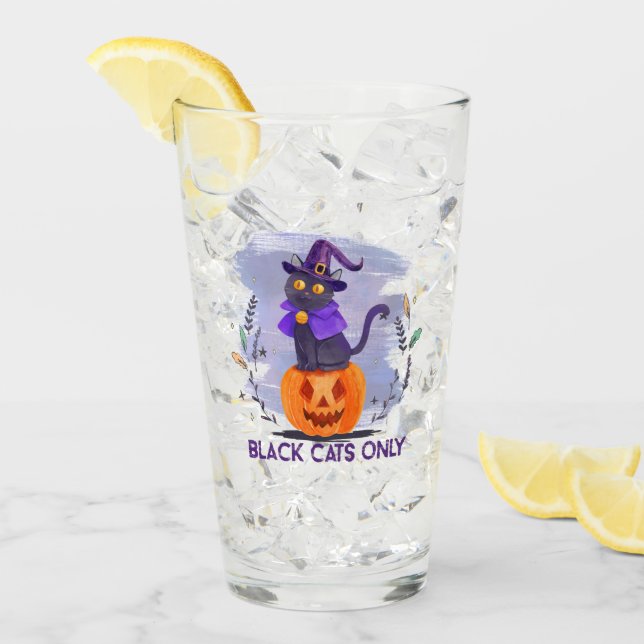Black Cats Only – Witch Cat on Jack-O’-Lantern Glass (Front Ice)