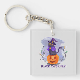 Black Cats Only – Witch Cat on Jack-O’-Lantern Key Ring