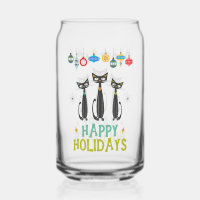 Black Cats & Ornaments Retro Mid Century Christmas