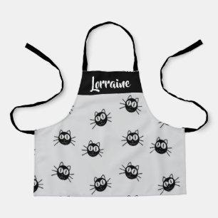 Black cats pattern apron