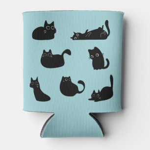 Black Cats Pattern Can Cooler
