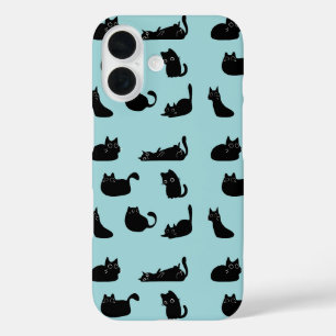Black Cats Pattern iPhone 16 Case