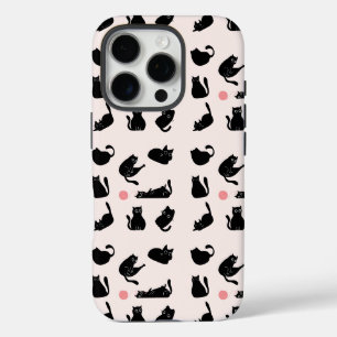 Black Cats Pattern iPhone 16 Pro Case