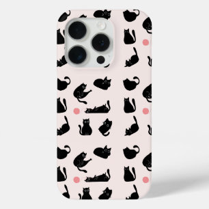 Black Cats Pattern iPhone 15 Pro Case