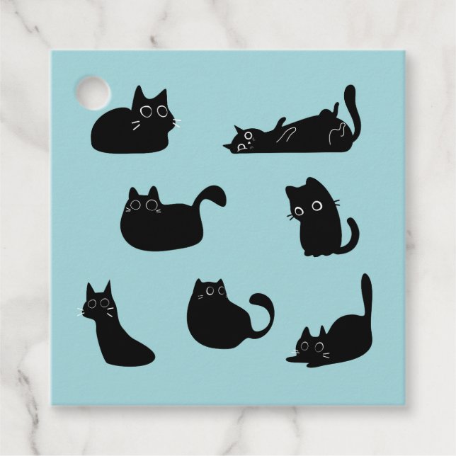 Black Cats Pattern Favour Tags (Front)