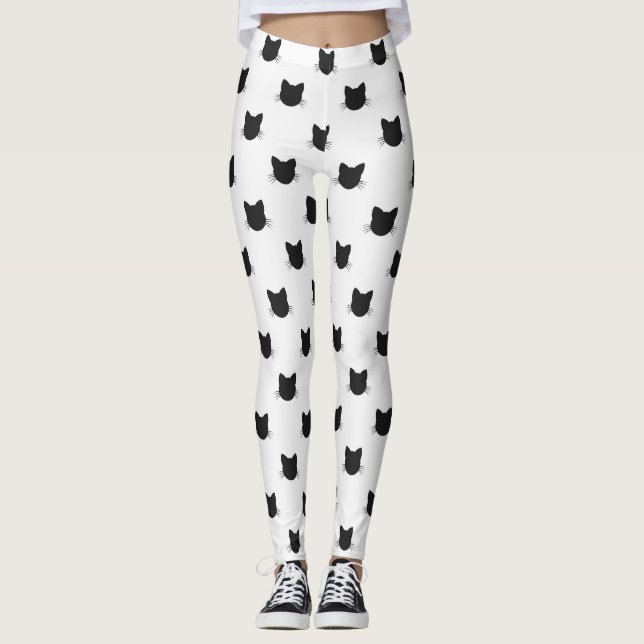 Black cats pattern Leggings (Front)