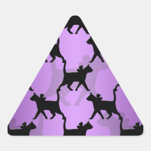Black Cats Pattern on Purple Triangle Sticker