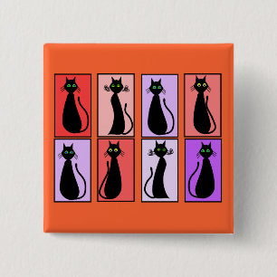 Black Cats Pop Art Gifts 15 Cm Square Badge