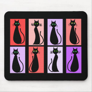 Black Cats Pop Art Gifts Mouse Pad