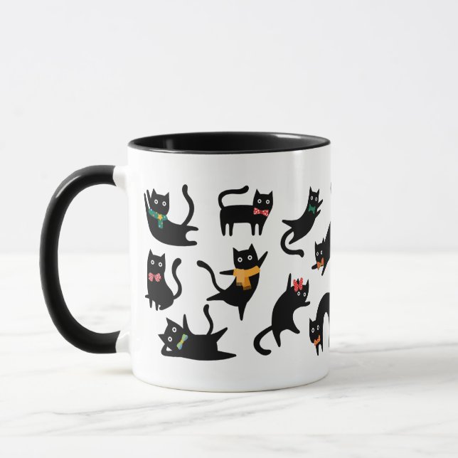 black cats poses  mug (Left)