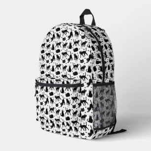 Black Cats Printed Backpack