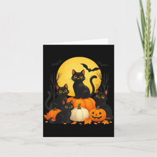 Black Cats Pumpkin Halloween Costume Men Women Card