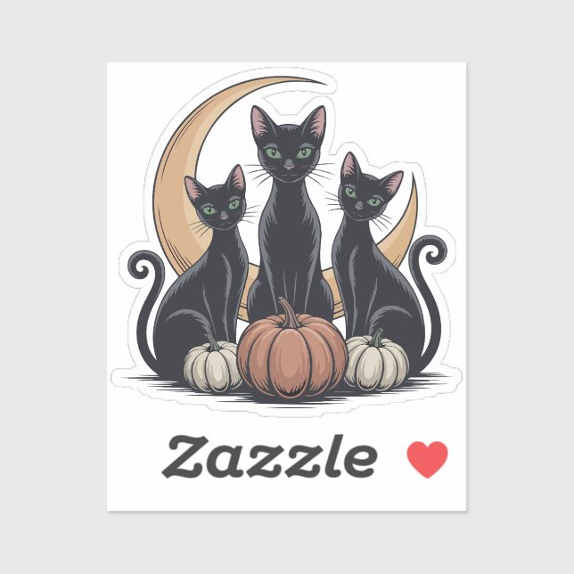 Black Cats Pumpkin Moon Whimsigothic Halloween  (Sheet)