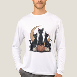 Black Cats Pumpkin Moon Whimsigothic Halloween Tri-Blend Shirt