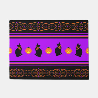 "Black Cats & Pumpkins" Halloween Door Mat