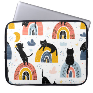 Black Cats Rainbows Fantasy Pattern Laptop Sleeve
