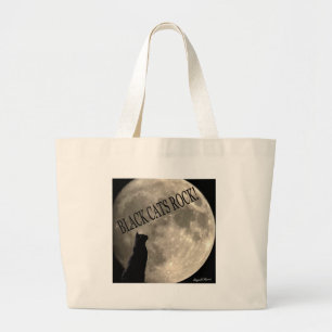 Black cats rock large tote bag