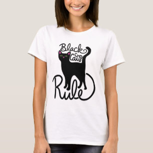 Black Cats Rule Fun Black Cat Mum Cute  T-Shirt