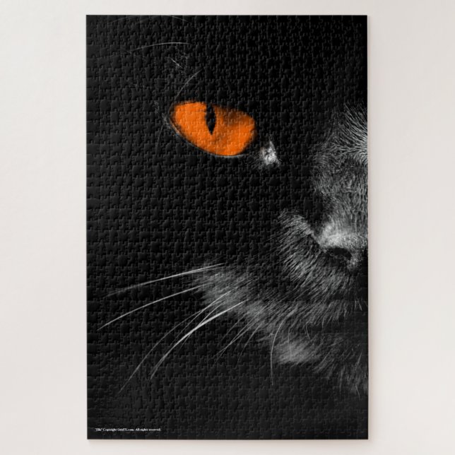Black Cats Rule - Orange Eyes Jigsaw Puzzle (Vertical)