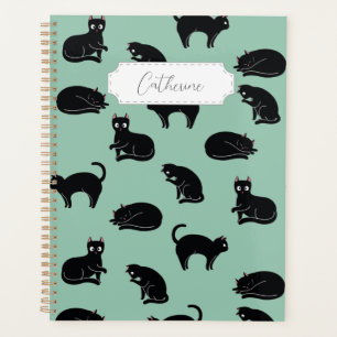 Black Cats Seamless Pattern Planner