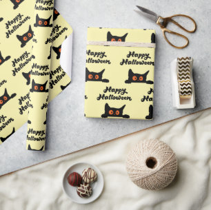 Black Cats Seamless Wrapping Paper for Halloween