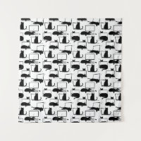 Black Cats Sitting on Laptops Pattern