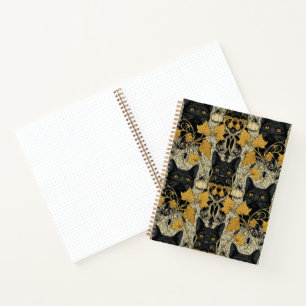 Black Cats & Spiders Art Nouveau Halloween Notebook