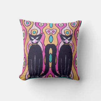 Black Cats Throw Pillow Home Decor