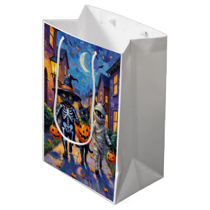 Black Cats Trick-or-Treating in Halloween Costumes Medium Gift Bag