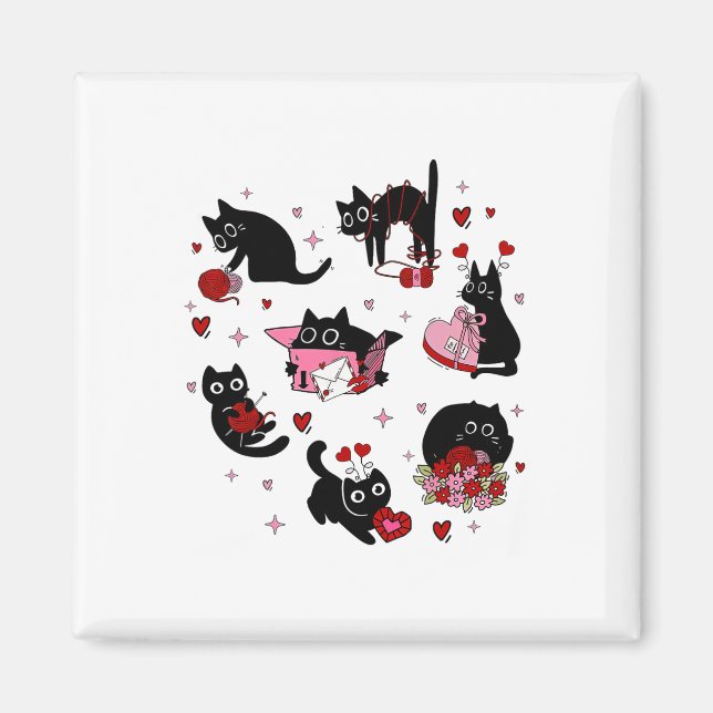 Black Cats Valentine  Magnet (Front)
