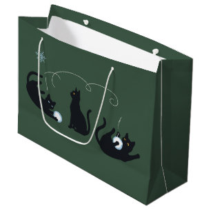 Black Cats Winter Cute Christmas Winter Large Gift Bag
