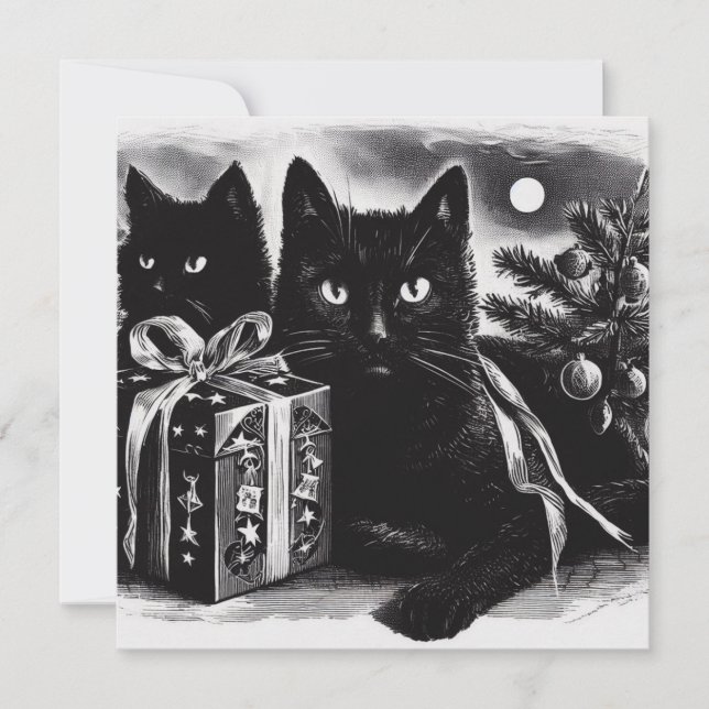 Black Cats with Christmas Gift Card (Front)