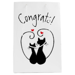 Black Cats with Hearts Medium Gift Bag