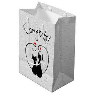 Black Cats with Red Hearts Medium Gift Bag