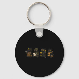 Black Cats Woodworking Carpenter Cat Funny Key Ring