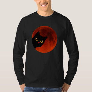 Black Cats Yellow Cat Eyes moon the red Scary T-Shirt