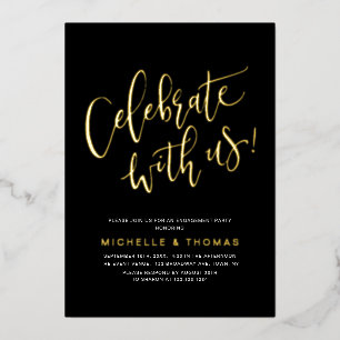 Black Celebrate With Us Modern Simple Engagement 