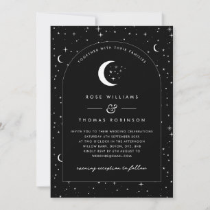 Black Celestial Arched Wedding Invitation Photo