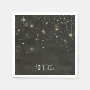 Black Celestial Dark Starry Sky Swirls Any Event Napkin