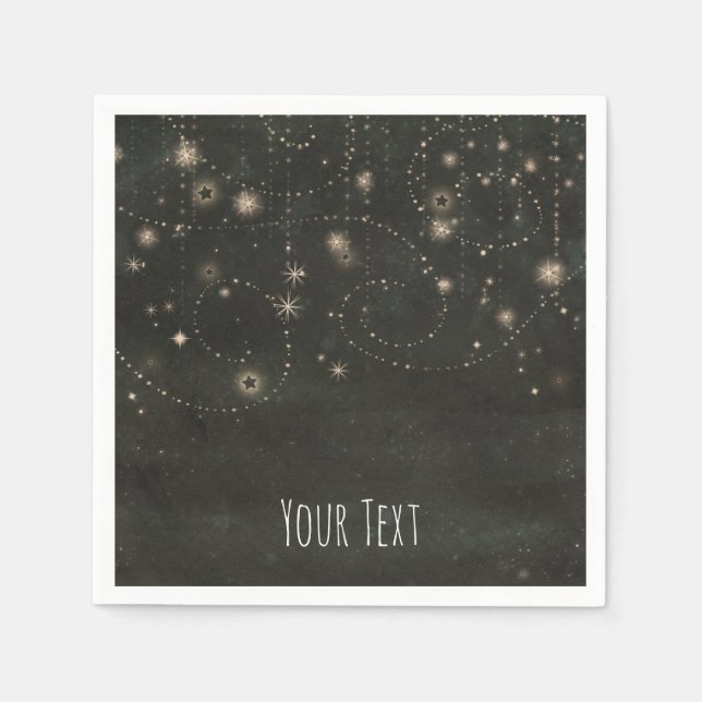 Black Celestial Dark Starry Sky Swirls Any Event Napkin (Front)