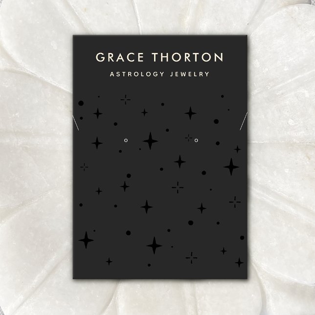 Black Celestial Stars Earring and Necklace  Busine Business Card (Creator Uploaded)