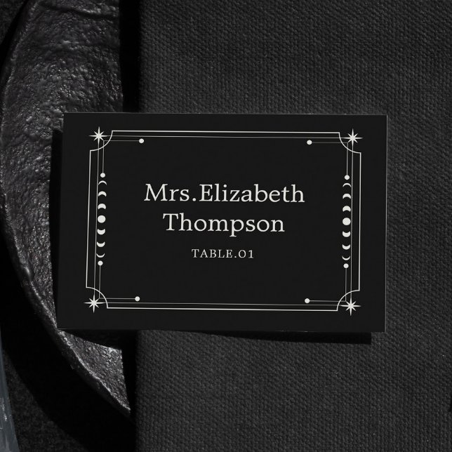 Black Celestial Wedding Place Name Cards DIY (Creator Uploaded)