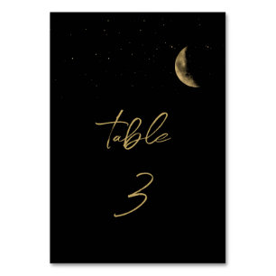 Black Celestial Wedding Table Number Sign