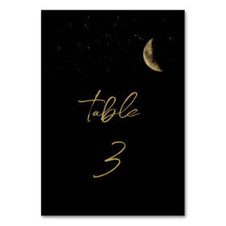 Black Celestial Wedding Table Number Sign
