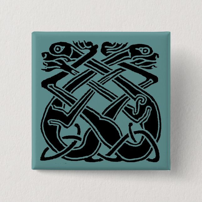 Black Celtic Dogs 15 Cm Square Badge (Front)